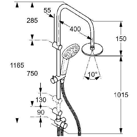 Kludi A-QA Dual Shower System zuhanyrendszer 6609105-00