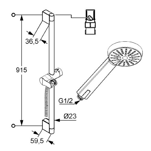 Kludi A-QA 1S zuhanygarnitúra 90 cm-es zuhanyrúddal 6564005-00