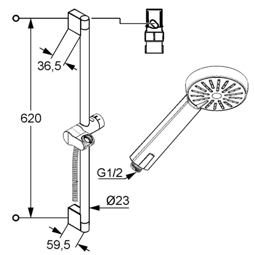 Kludi A-QA 1S zuhanygarnitúra 60 cm-es zuhanyrúddal 6563005-00