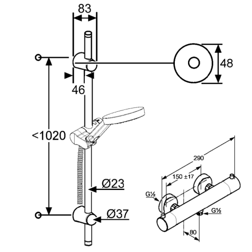 Kludi A-QA Shower Duo zuhanyrendszer termosztátos csapteleppel 6209705-00