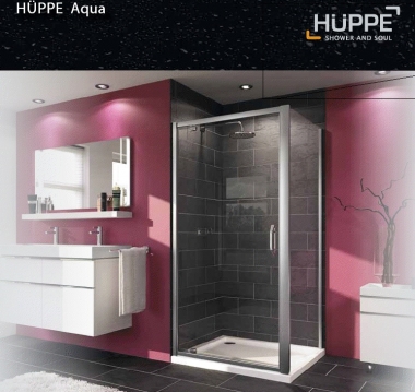 Hüppe Aqua nyíló zuhanyajtó (97-102 cm, króm, átlátszó, #HUAQ120705)