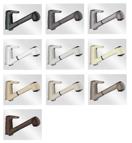 BLANCO WEGA egykaros gránit mosogató csaptelep kihúzható zuhanyfejjel (alumetál, #512038)