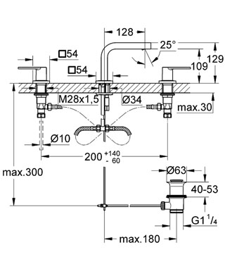 Grohe Quadra 3-lyukas mosdócsaptelep 20306 000 (20306000)