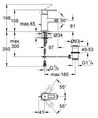 Grohe Quadra egykaros bársony fekete bidécsaptelep 32636 KS0 (32636KS0)