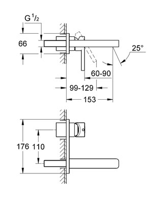 Grohe Lineare 2-lyukas fali mosdócsaptelep 19409 000 (19409000)