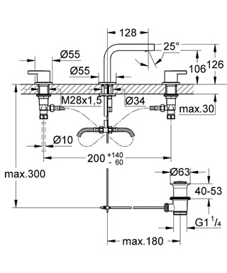Grohe Lineare 3-lyukas mosdócsaptelep 20304 000 (20304000)
