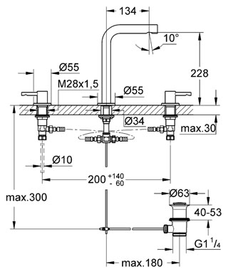 Grohe Essence 3-lyukas mosdócsaptelep 20299 000 (20299000)