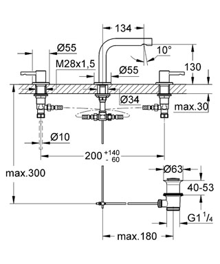 Grohe Essence 3-lyukas mosdócsaptelep 20296 000 (20296000)