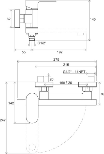 Ravak Chrome fali kádcsaptelep zuhanyszett nélkül CR 022.00/150 (X070042)