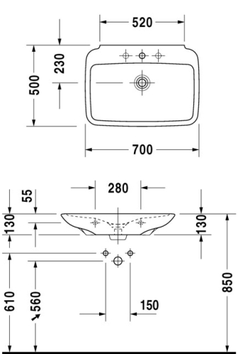 Duravit PuraVida 70x50 cm mosdó 270070 00 00