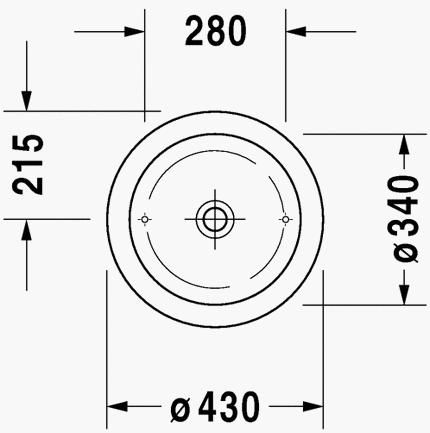 Duravit Onto Ø 43 cm beépíthető mosdó 262943 00 28