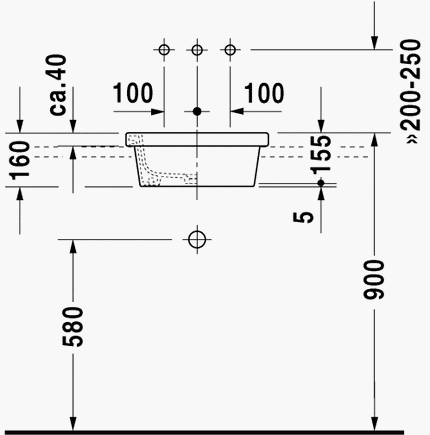 Duravit Onto Ø 43 cm beépíthető mosdó 262943 00 28