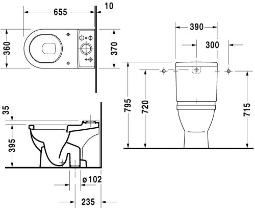 Duravit Starck 3 monoblokkos wc 012601 00 00 (+ kiválasztott tartály)