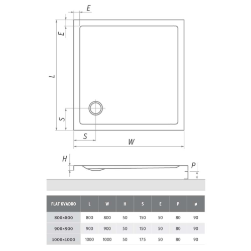 Roltechnik Flat Kvadro téglalap alakú zuhanytálca (160x75 cm, beépíthető, #8000244)
