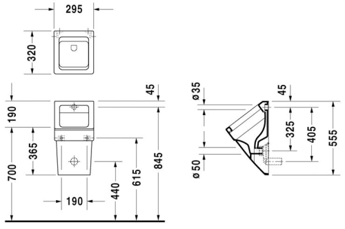 Duravit Vero hátsó vízbekötésű piszoár 2800320000