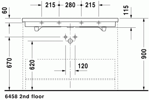 Duravit 2nd floor 120x50,5 cm mosdó 0491120000