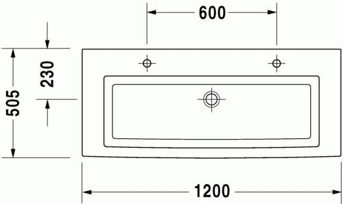 Duravit 2nd floor 120x50,5 cm mosdó 2 csaplyukkal 0491120024