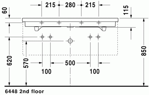 Duravit 2nd floor 120x50,5 cm mosdó 2 csaplyukkal 0491120024