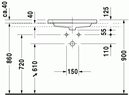 Duravit 2nd floor 60x43 cm beépíthető mosdó 0347600000