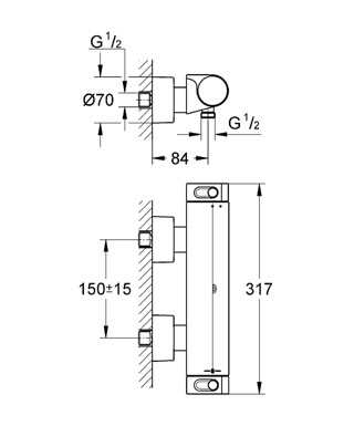 Grohe Grohtherm 2000 termosztátos zuhanycsaptelep 34169 000 (34169000)