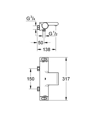 Grohe Grohtherm 2000 termosztátos kádcsaptelep, 1/2