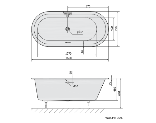 Sapho POLYSAN ASTRA O 165x75 kád, fehér 35611
