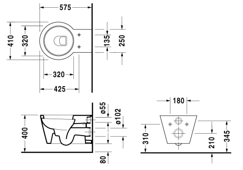 Duravit Starck1 fali WC 0210090064