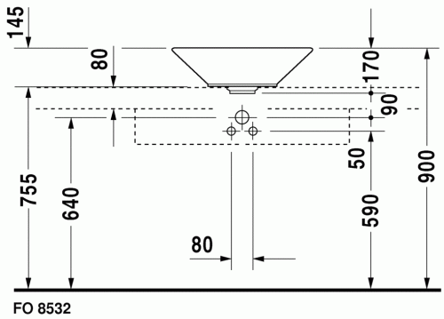 Duravit Starck1 Ø 53 cm ráültethető mosdó 0408530000