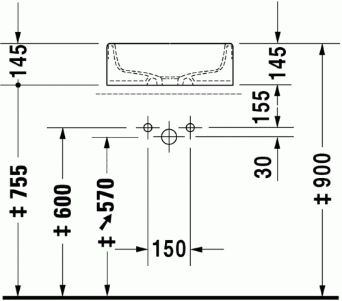 Duravit Starck1 Ø 46 cm ráültethető mosdó 0445460000