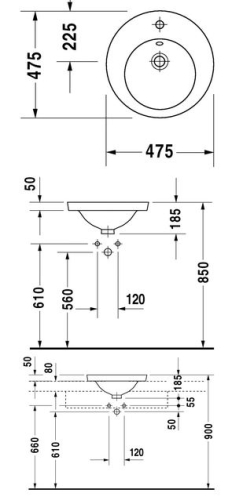 Duravit Starck2 Ø 47,5 cm beépíthető mosdó 047847 00 00