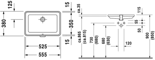 Duravit 2nd floor 52,5x35 cm alulról beépíthető mosdó 0316530000