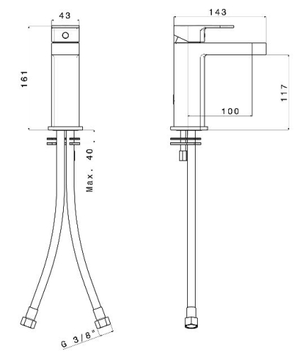 Sapho GLAM mosdó csaptelep automata leeresztő nélkül (GL62376/S)