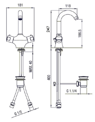 Sapho ELIS termosztátos mosdó csaptelep automata lefolyóval (EL50176)