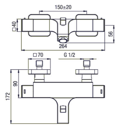 Sapho Una termosztátos kádtöltő csaptelep (UN45106)