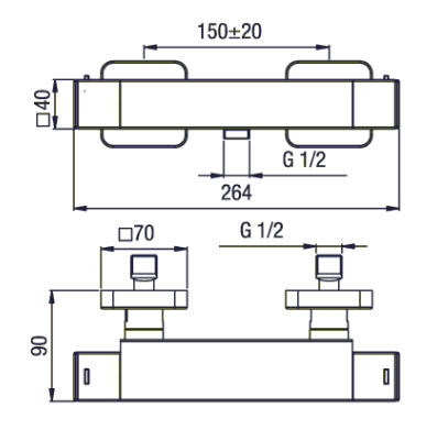 Sapho Una termosztátos zuhany csaptelep (UN45155)