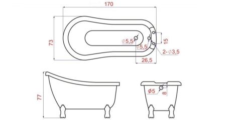 MyLine Spa Venus 170x73 cm-es szabadon álló akrilkád AK00356