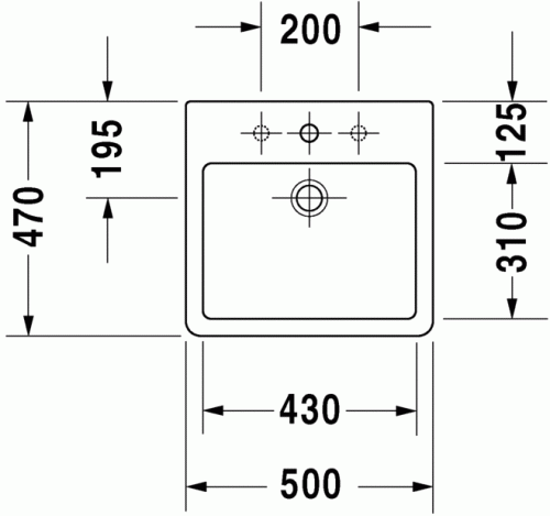 Duravit Vero 50x47 cm ráültethető mosdó 0452500000