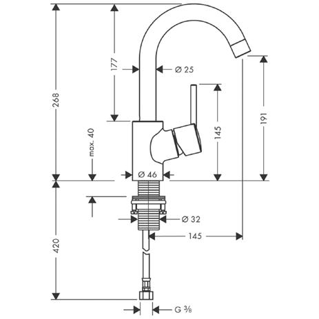 Hansgrohe Talis S magasított íves mosdó csaptelep 32070 000 (32070000)