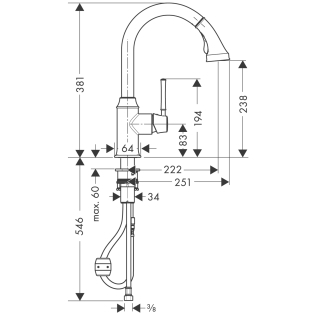 Hansgrohe Talis Classic HighArc 14863 000 egykaros konyhai csaptelep kihúzható kifolyóval (14863000)