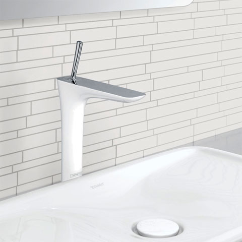 Hansgrohe PuraVida 15072 400 egykaros magasított króm/fehér mosdó csaptelep (15072400)