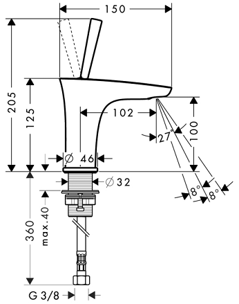 Hansgrohe Puravida egykaros hidegvizes króm mosdócsaptelep 100 lefolyógarnitúra nélkül 15132 000 (15132000)