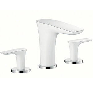 Hansgrohe PuraVida 3-lyukú króm/fehér mosdócsaptelep 100 push-open lefolyó-garnitúrával 15073 400 (15073400)