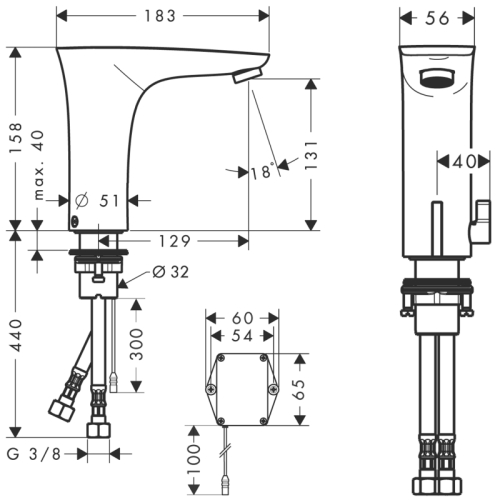 Hansgrohe PuraVida króm/fehér elektronikus mosdócsaptelep hőmérséklet-szabályozóval, elemes működtetésű 15170 400 (15170400)