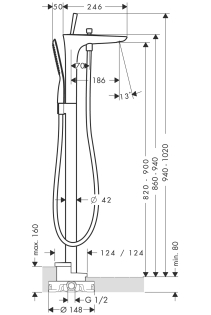 Hansgrohe PuraVida egykaros, króm, szabadonálló kádcsaptelep 15473 000 (15473000)