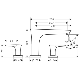 Hansgrohe PuraVida 3-lyukú peremre szerelhető fehér/króm kádcsaptelepek 15448 400 (15448400)