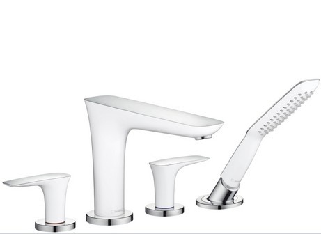 Hansgrohe PuraVida 4-lyukú peremre szerelhető fehér/króm kádcsaptelepek 15446 400 (15446400)