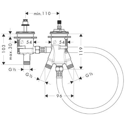 Hansgrohe alaptest 2-lyukú termosztátos peremre szerelhető kádcsaptelephez 13550 180 (13550180)