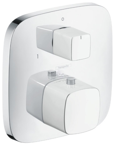 Hansgrohe PuraVida fehér/króm falsík alatti termosztát színkészlet elzáró- és váltószeleppel 15771 400 (15771400)