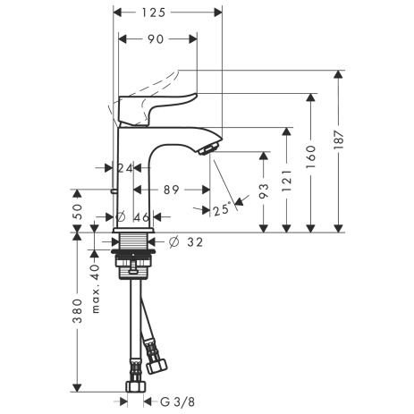 Hansgrohe Metris egykaros mosdócsaptelep 100 kézmosóhoz 31088 000 (31088000)
