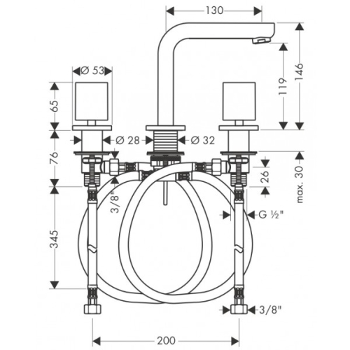 Hansgrohe Metris S (Metropol S) 3-lyukú mosdócsaptelep 14063 000 (14063000)